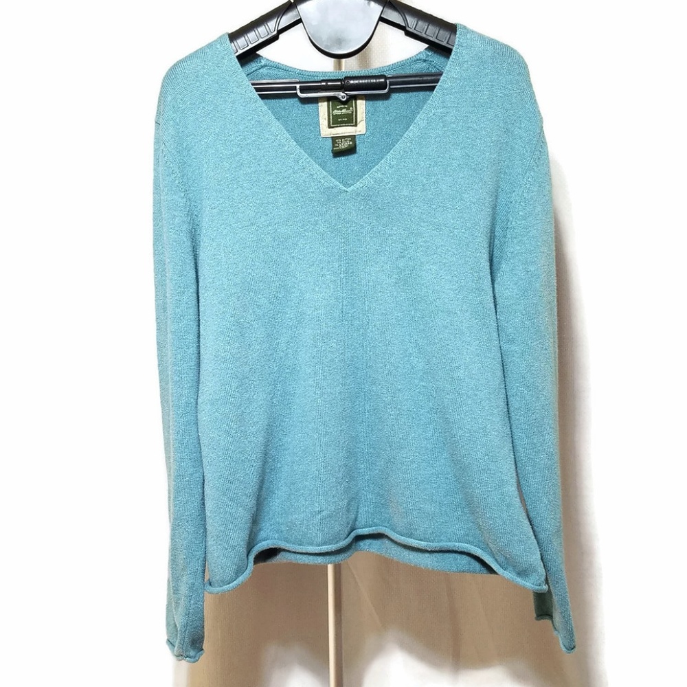 Eddie Bauer Blue Cotton Blend Stretch Sweater